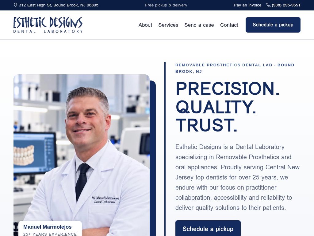 Esthetic Designs Dental Lab website