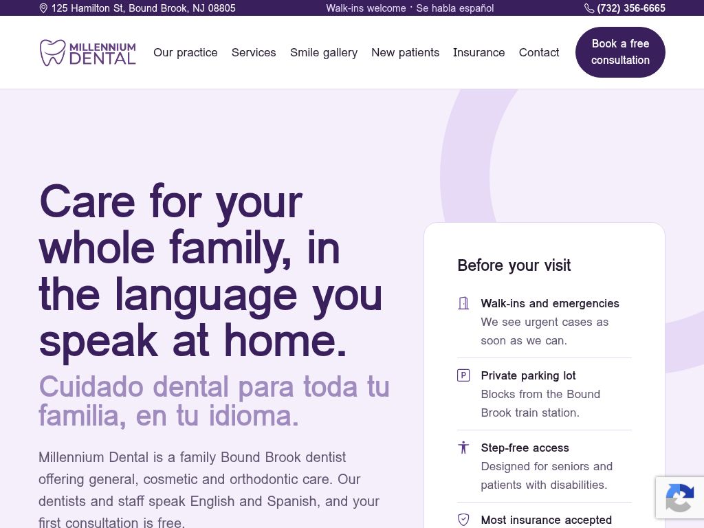 Millennium Dental website