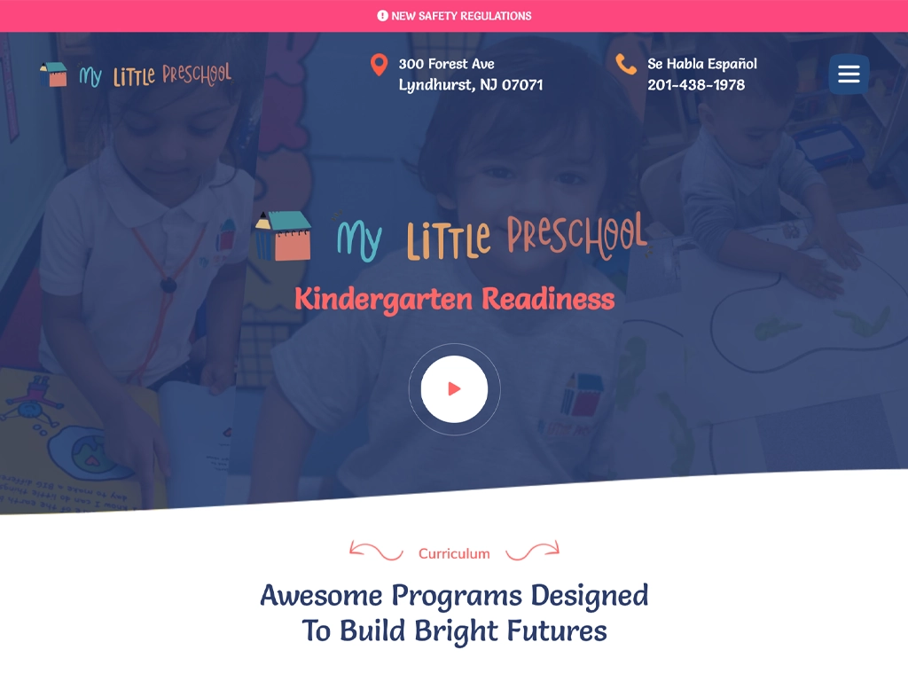 My Little Preschool website homepage